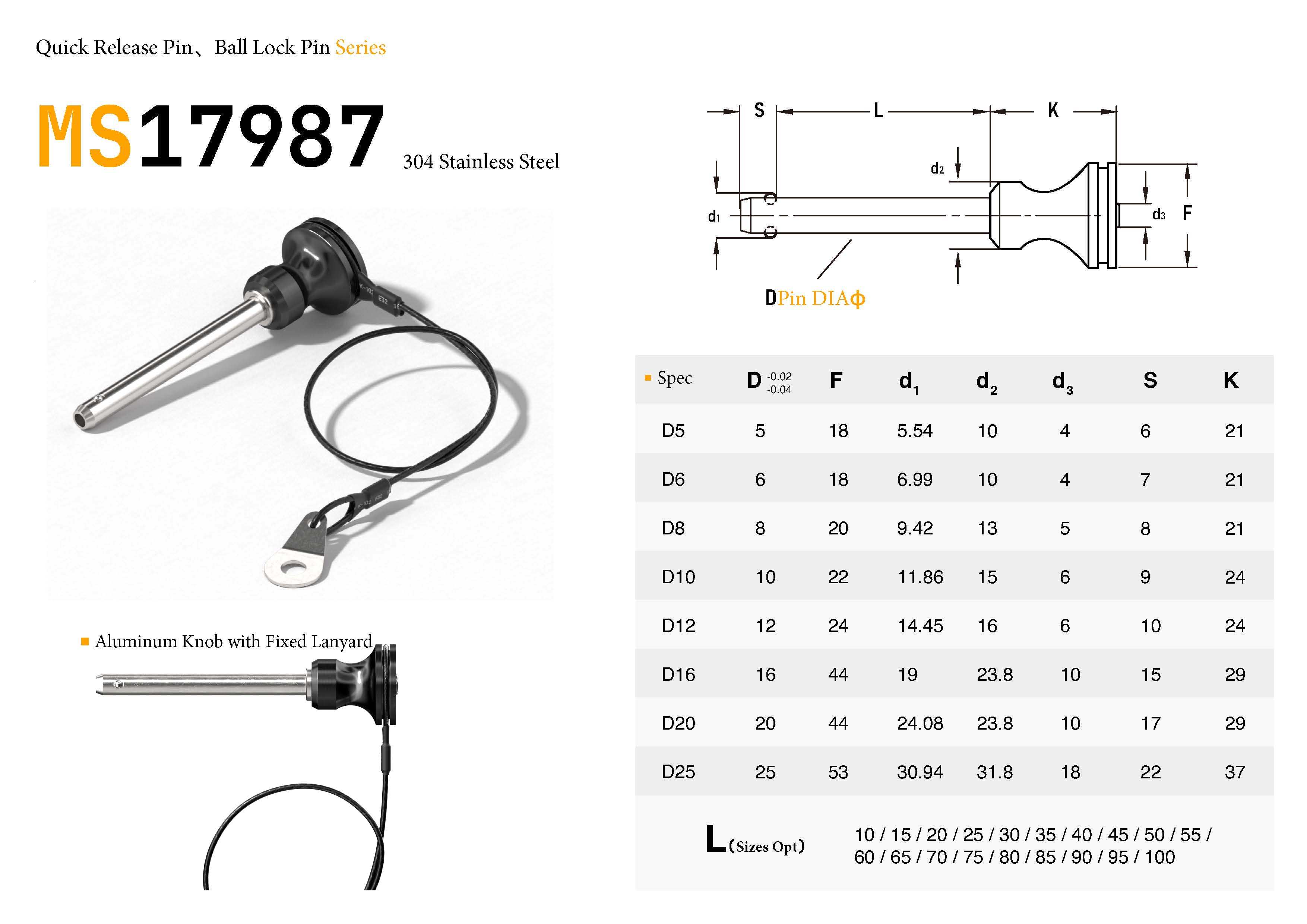 MS17987 Quick Release Ball Lock Pin | Ring Handle | NAS1333-1343 Standard | JDF MS17987 Quick Release Ball Lock Pin | Ring Handle | NAS1333-1343 Standard | JDF