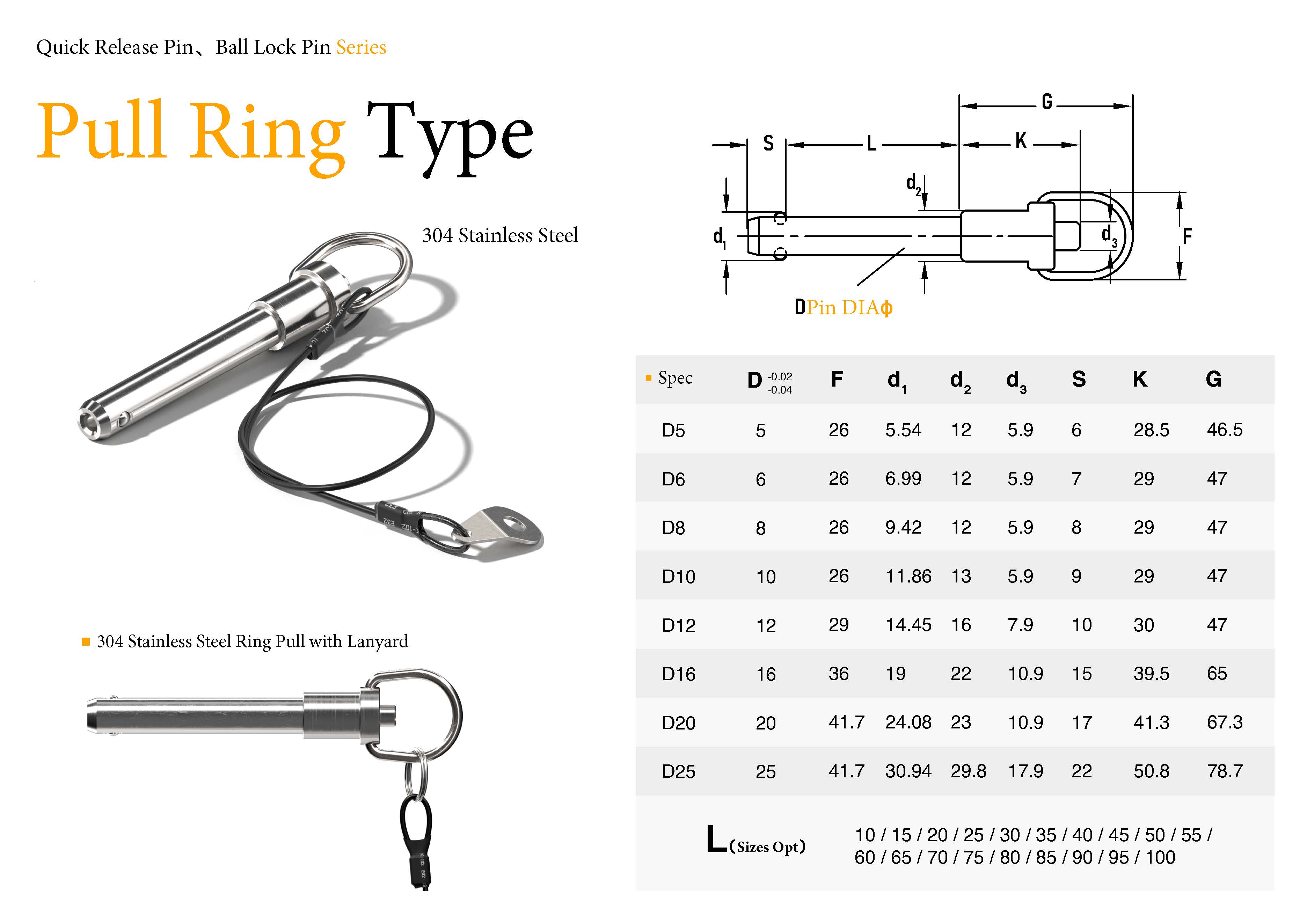 D-Ring Quick Release Ball Lock Pin | 17-4PH Stainless Steel | Single & Double Acting | JDF D-Ring Quick Release Ball Lock Pin | 17-4PH Stainless Steel | Single & Double Acting | JDF